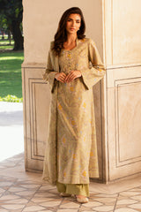3 Piece - Printed & Embroidered Suit - MC2100