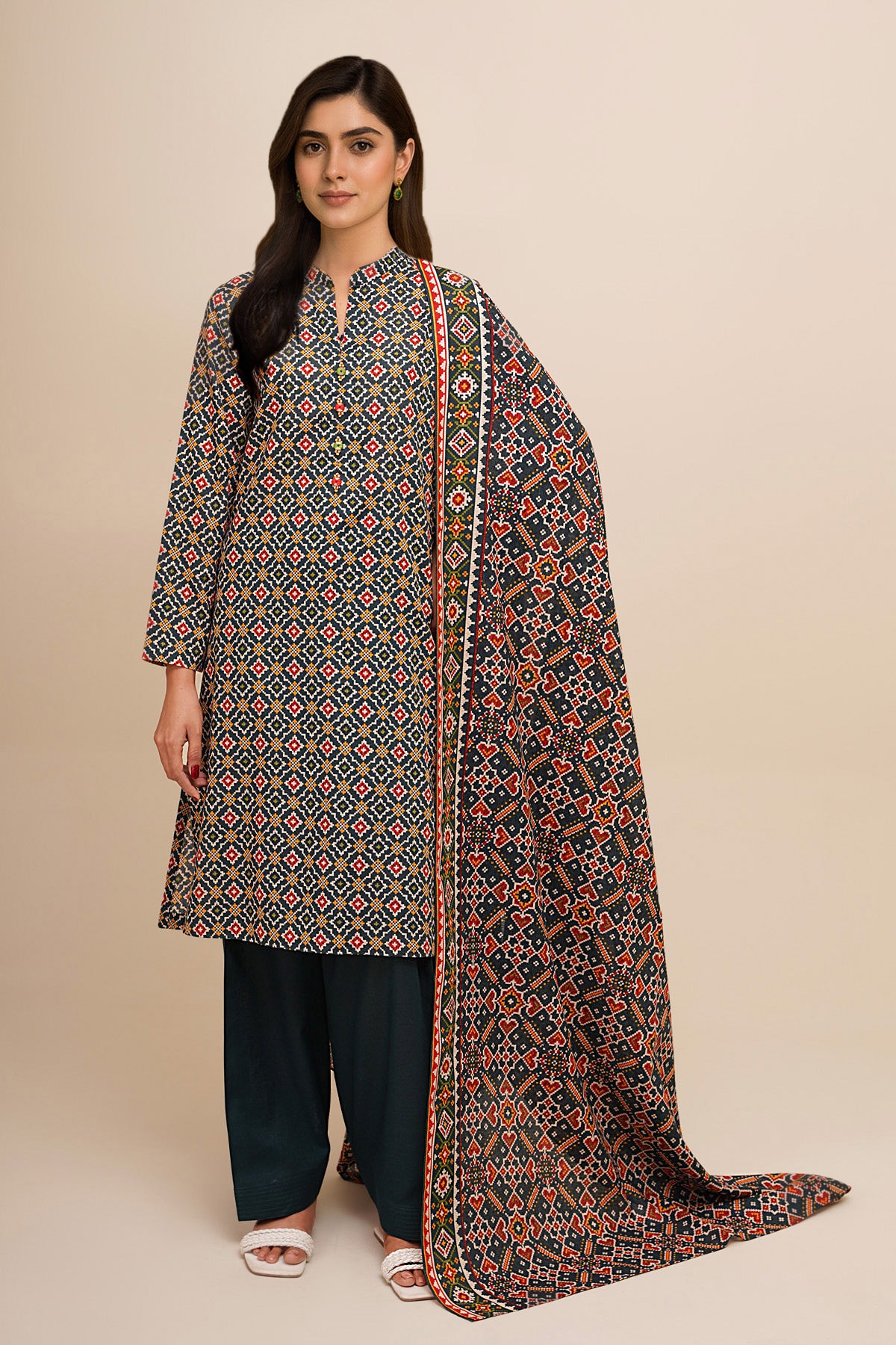 3 Piece - Printed Suit - X7106