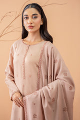 3 Piece - Embroidered Karandi Suit - C6076-1