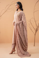 3 Piece - Embroidered Karandi Suit - C6076-1