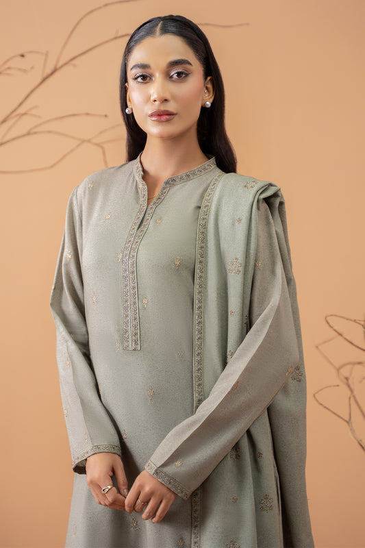 3 Piece -  Embroidered Suit - C6076-2