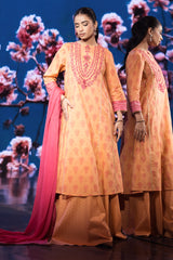 2 Piece - Printed Embroidered Suit - C6109