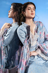 3 Piece - Printed Embroidered Suit - C6130