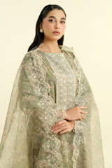 3 Piece - Printed Embroidered Suit - C6176