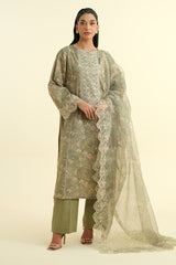 3 Piece - Printed Embroidered Suit - C6176
