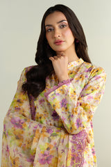 3 Piece - Printed Embroidered Suit - C6181