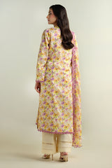 3 Piece - Printed Embroidered Suit - C6181