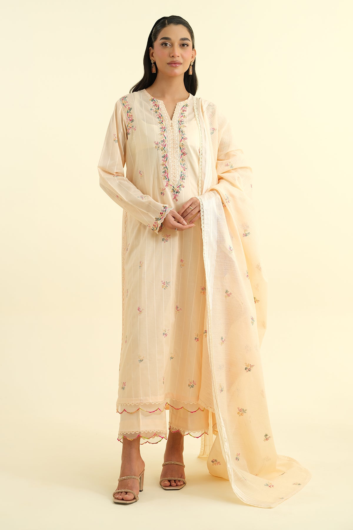 3 Piece -  Embroidered Suit - C6187