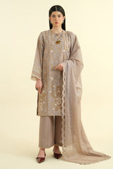 3 Piece - Printed Embroidered Suit - C6188