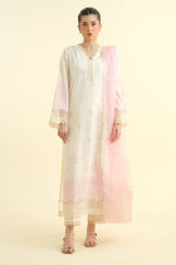 3 Piece - Printed  & Embroidered Suit - C6233