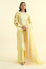 3 Piece - Printed Embroidered Suit - C6240