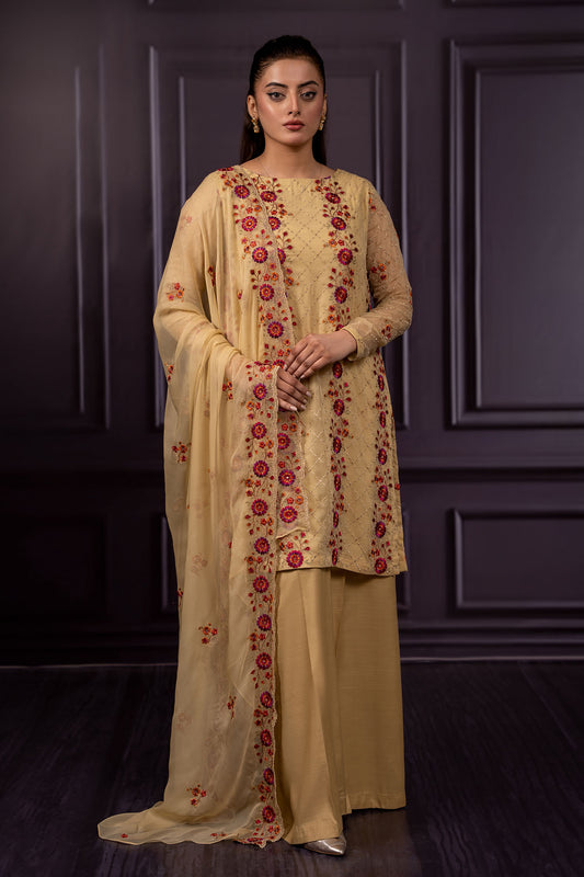 3 Piece - Embroidered Suit - E1405