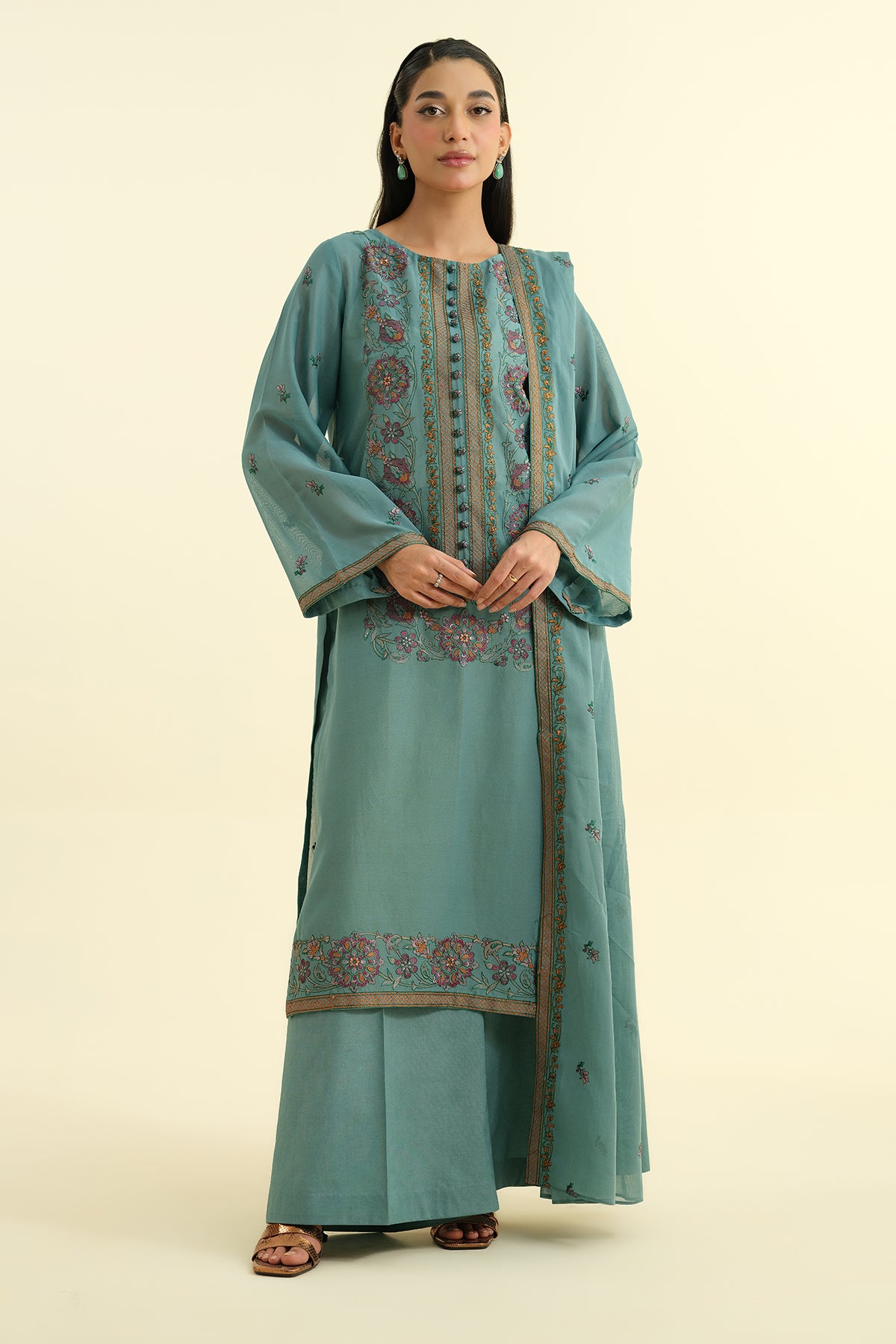 3 Piece -  Embroidered Suit - E1624