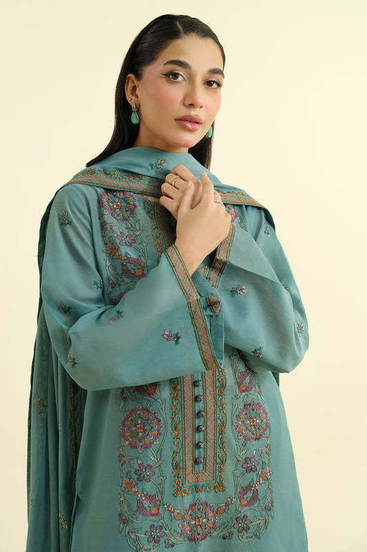 3 Piece -  Embroidered Suit - E1624