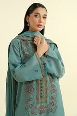 3 Piece -  Embroidered Suit - E1624
