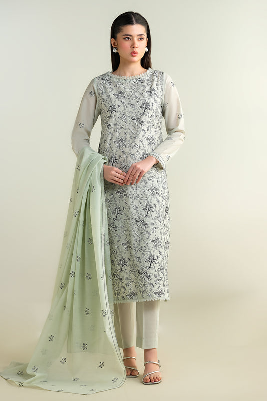 3 Piece -  Embroidered Suit - E1630