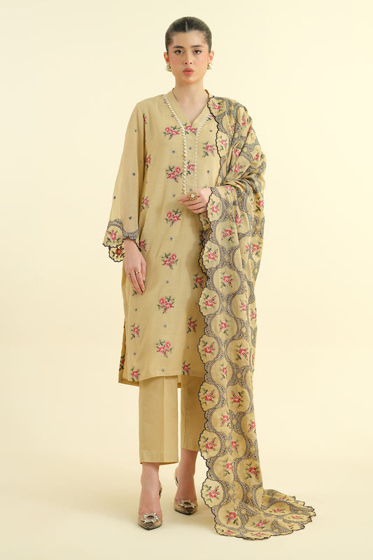 3 Piece -  Embroidered Suit - E1644
