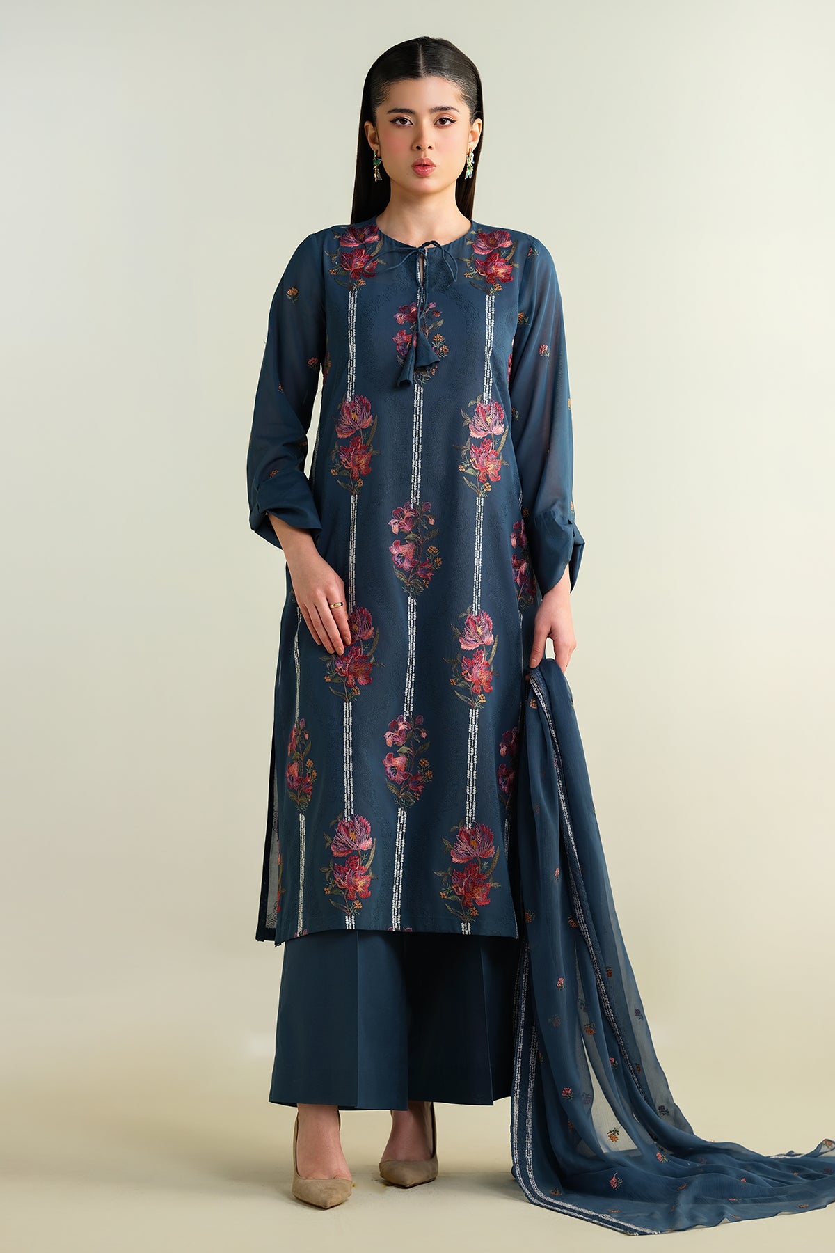 3 Piece -  Embroidered Suit - E1657