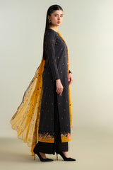 3 Piece - Printed Embroidered Suit - E1687
