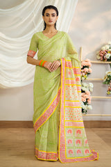 2 Piece Printed Lawn Sari & Blouse