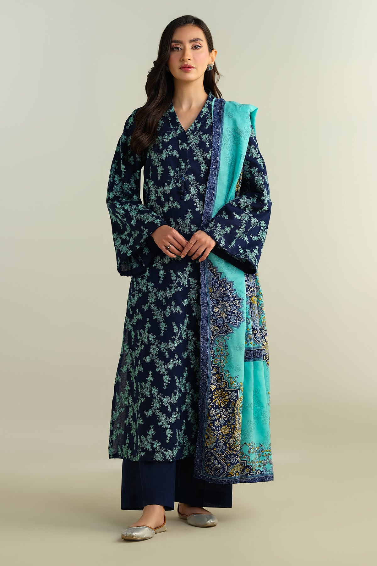 3 Piece- Embroidered Suit - KPW24-P3044-44