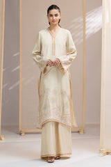 2 Piece Dyed,Printed & Embroidered Pk Raw Silk Shirt & Trouser