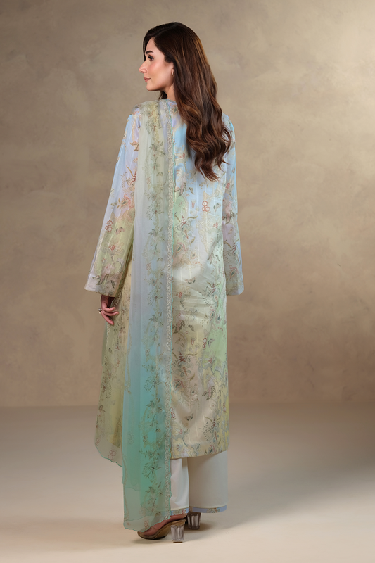 3 Piece - Digital Printed & Embroidered Suit - MC1820