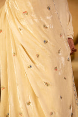 1 Piece Dyed & Embroidered Pure Velvet Shawl & Inner-mcp1430-1