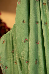 1 Piece Dyed & Embroidered Pure Velvet Shawl & Inner