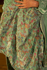 1 Piece Dyed & Embroidered Pure Velvet Shawl & Inner
