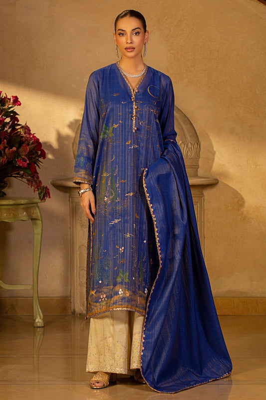 3 Piece - Printed & Embroidered Suit - MCP1513