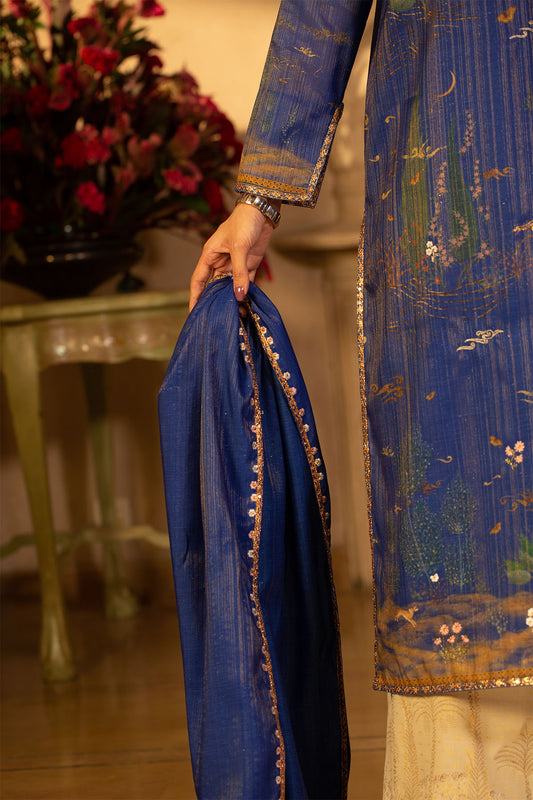 3 Piece - Printed & Embroidered Suit - MCP1513
