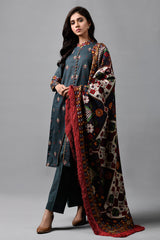 Printed & Embroidered Wool Shawl Suit