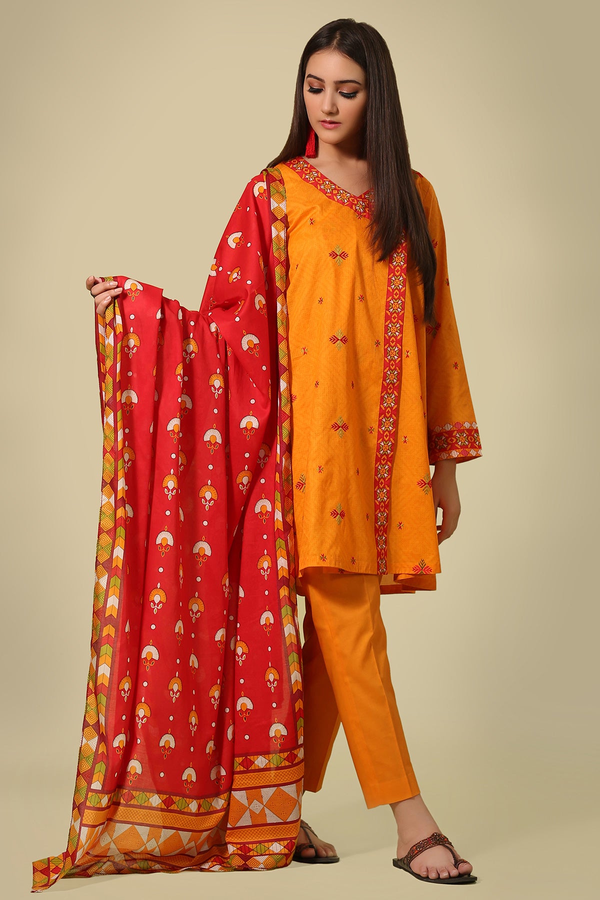 Printed & Embroidered suit