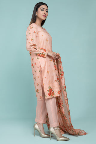 Printed & Embellished 3 Pcs Suit