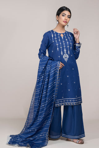 Printed & Embellished 3 Pcs Suit