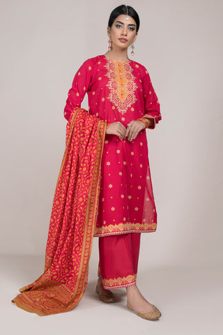 Printed & Embellished 3 Pcs Suit