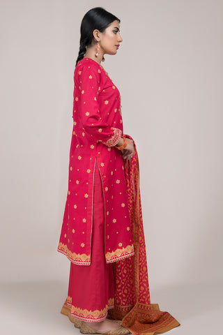 Printed & Embellished 3 Pcs Suit