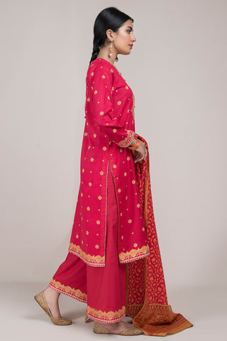 Printed & Embellished 3 Pcs Suit