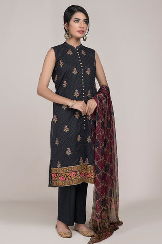 Printed & Embroidered 3 Pcs Suit With digital Print chiffon Dupatta