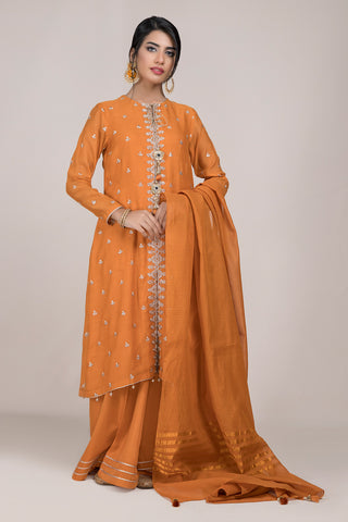 Dyed & Embroidered 3 Pcs suit