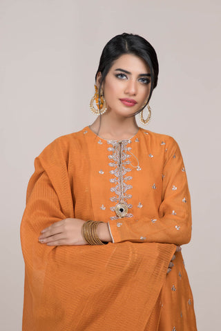Dyed & Embroidered 3 Pcs suit