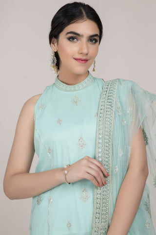 Dyed & Embroidered 3 Pcs Suit