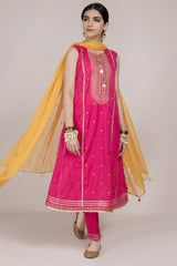 Dyed & Embroidered 3 Pcs Suit