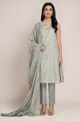 Printed & Emboridered 3 Pcs Suit