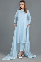 Dyed & Embroidered 3 Pcs Suit