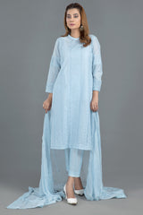 Dyed & Embroidered 3 Pcs Suit