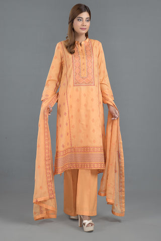 Dyed & Embroidered 3 Pcs Suit