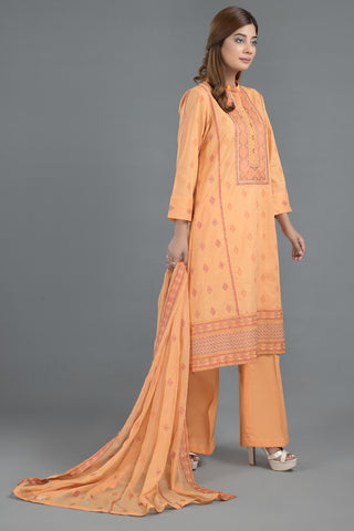 Dyed & Embroidered 3 Pcs Suit
