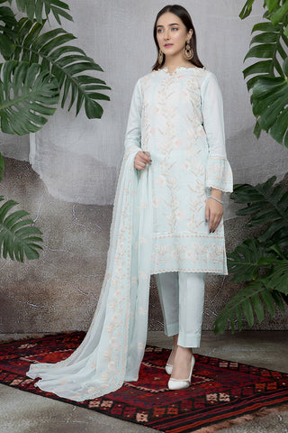 Dyed & Hand Embroidered 3 Pcs Suit